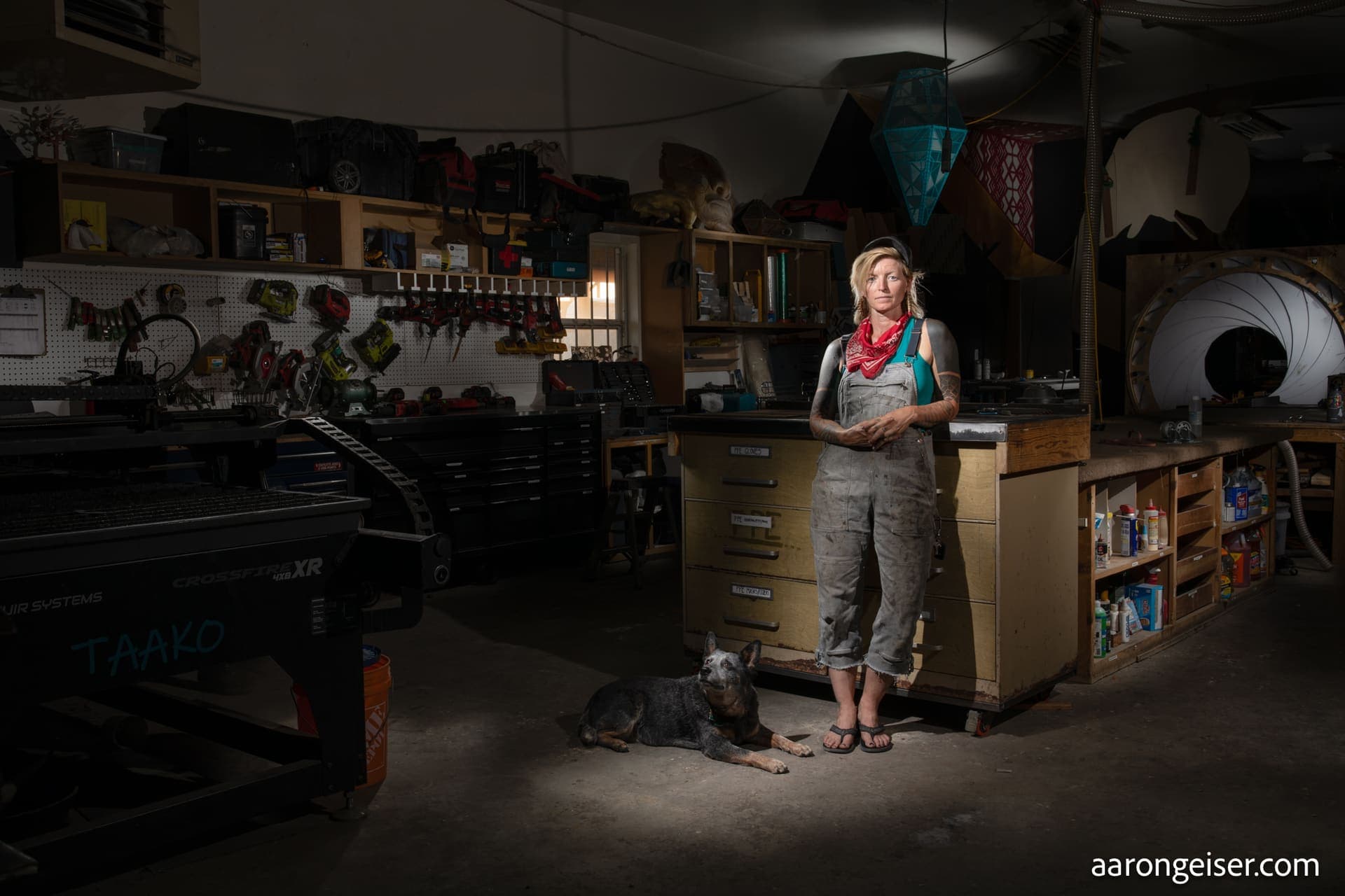 Calli Beck, artist, designer, and fabricator, in her studio at Stark Raven Fabrication in Santa Fe, New Mexico.